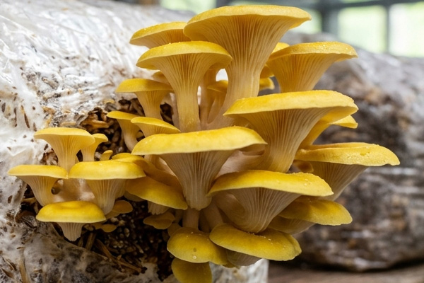 Pleurotus citrinopileatus (Yellow Oyster Mushroom)